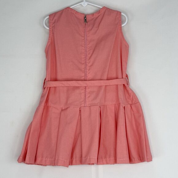 NEW GIRLS SIZE 5T PLEATED PINK COTTON DRESS BELT WAIST SLEEVELESS - Picture 2 of 12